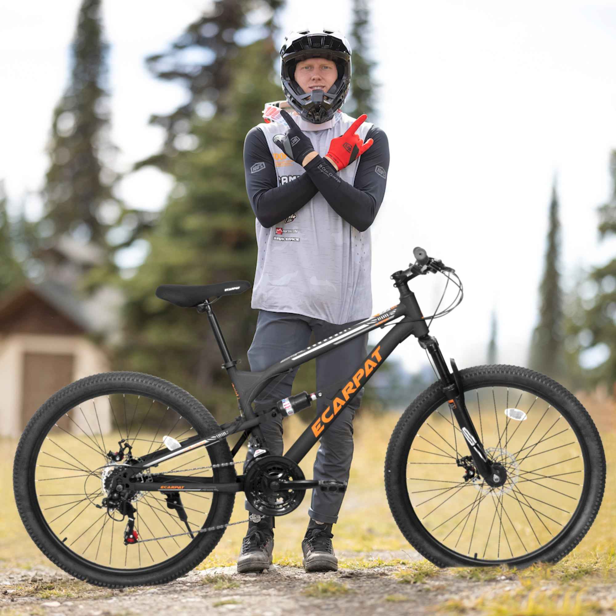 A26207 26 Inch Steel Frame Shock Fork Plus Shock Absorber 21-speed Unisex Mountain Bike