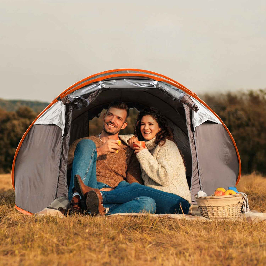 1Pc 5-8 Person Tent Automatic Setup Camping Tent Waterproof Instant Setup Tent With 4 Mosquito Net Windows Carrying Bag For Hiking Climbing Adventure Fishing