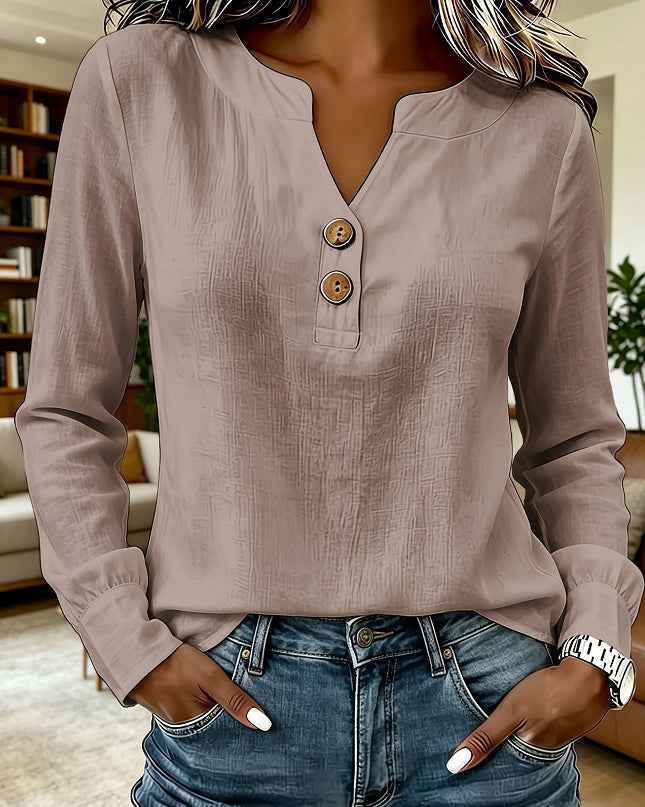 V-neck Buttoned Women&