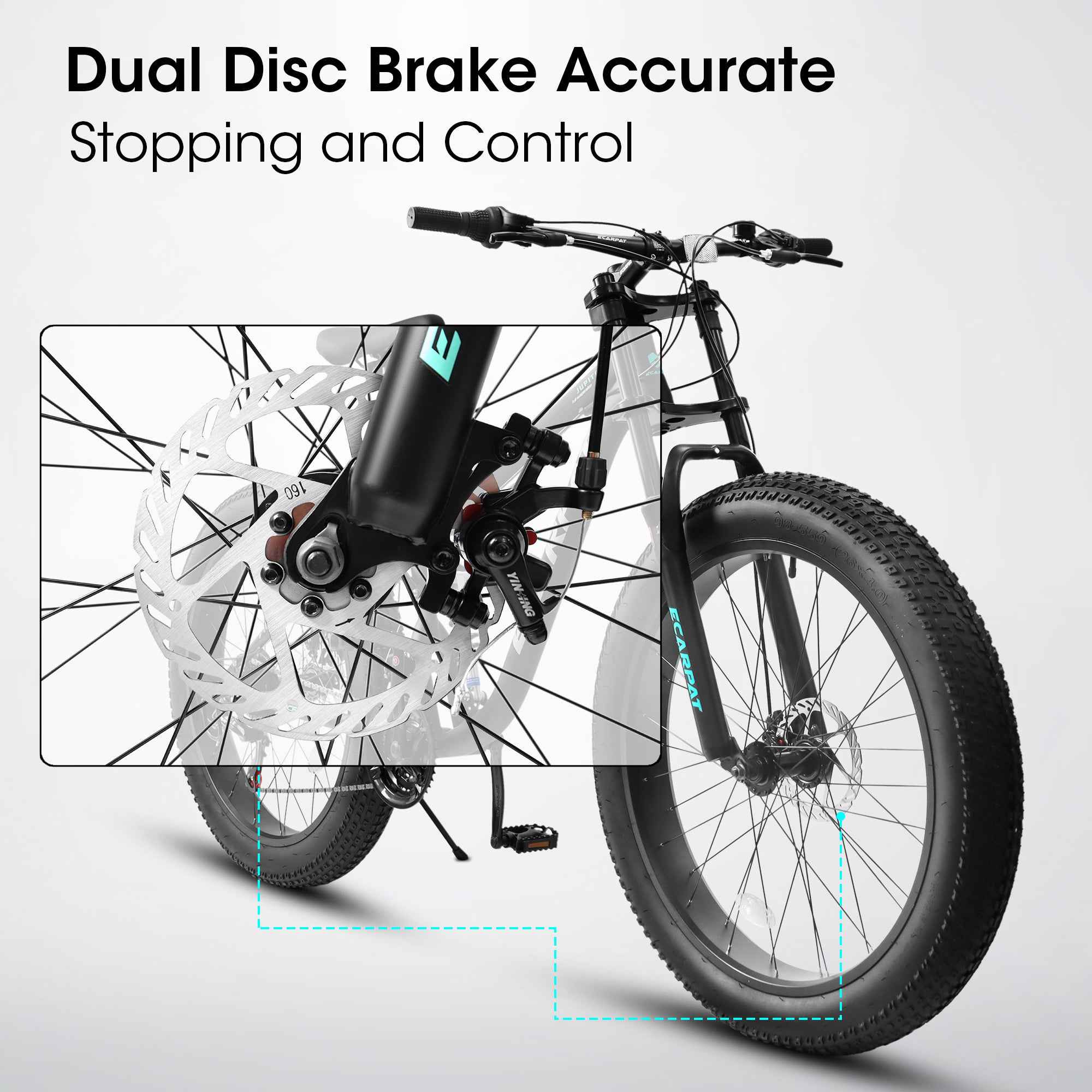 A26309 26 Inch Mountain Bike,Full-Suspension 21 Speeds Drivetrain With Disc-Brake Bicycle, 26x4inch Fat Tire Bike For Men