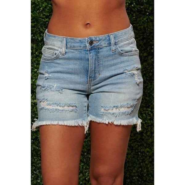 New Style Ripped Fringed High Stretch Denim Shorts Women