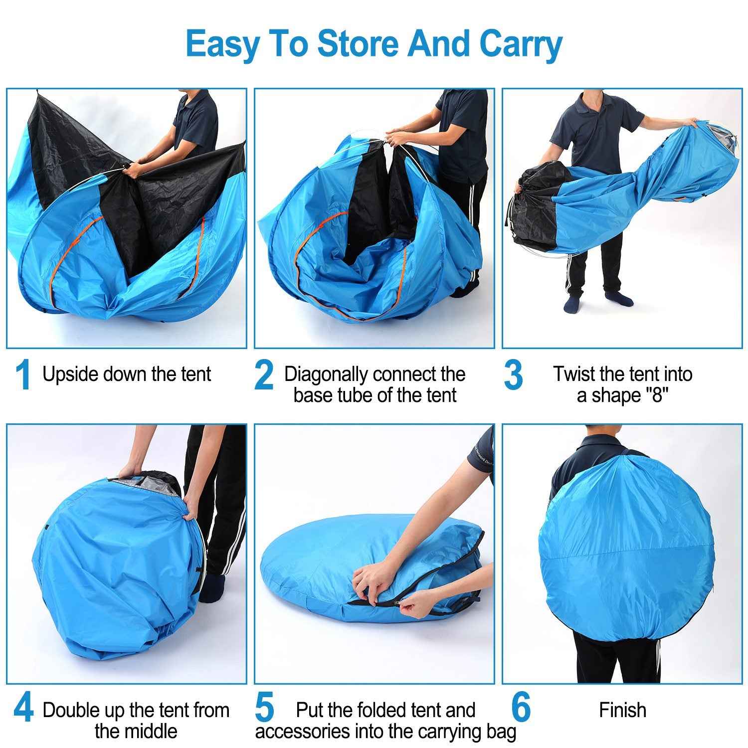 1Pc 4 Persons Camping Waterproof Tent Instant Setup Tent With Mosquito Net Doors Carrying Bag Folding 4 Seasons For Hiking Climbing Adventure Fishing