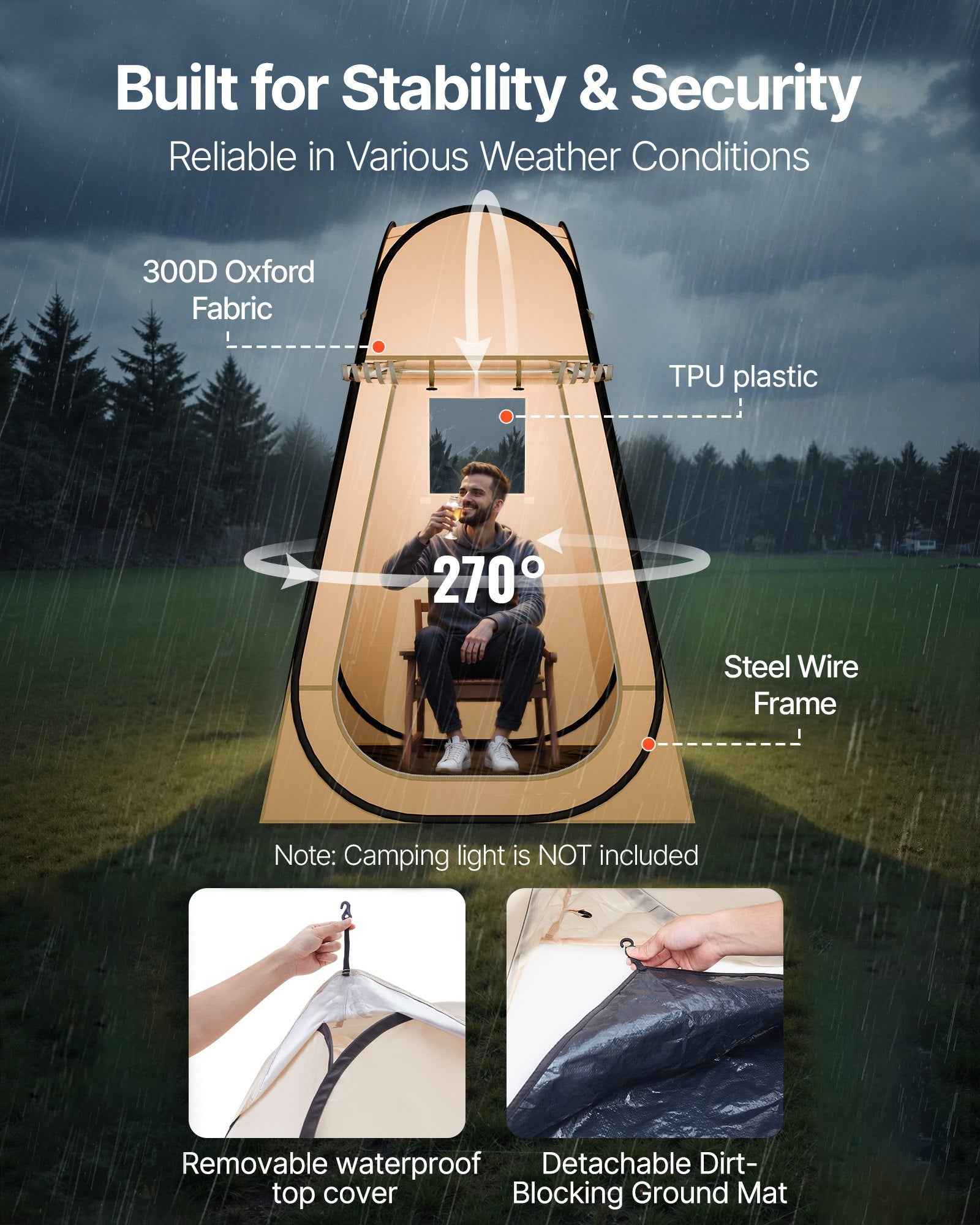 Pop Up Sports Tent, 47x47 In Clear Bubble Tent For 1 Person, Waterproof Outdoor Pod With Floor Mat & Top Cover, Garden Igloo Dome Tents Camping Shelter For Events Fishing Cheering