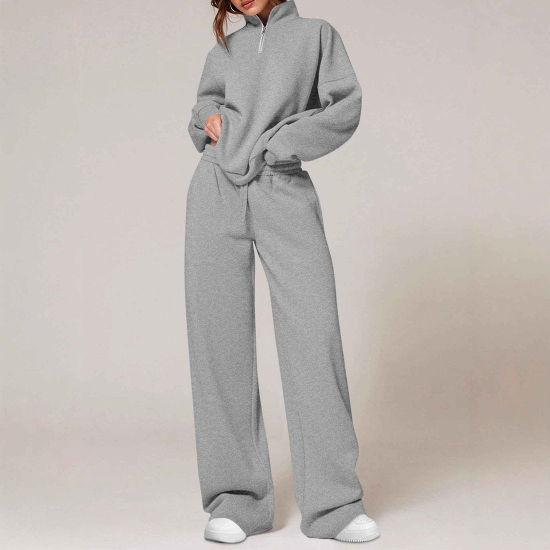 Springautumn Half-zip Sweatshirt And Straight-leg Pants Sportswear Travel Set
