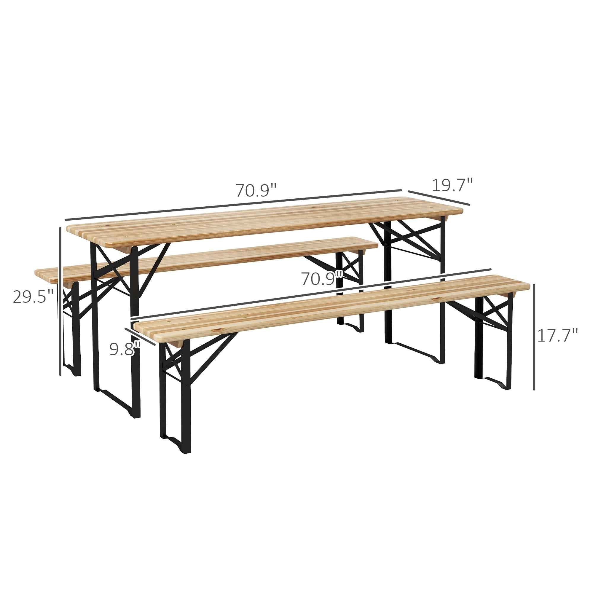 6 Portable Picnic Table and Bench Set, Outdoor Wooden Folding Camping Dining Table Set for Patio Garden Outdoor Activities