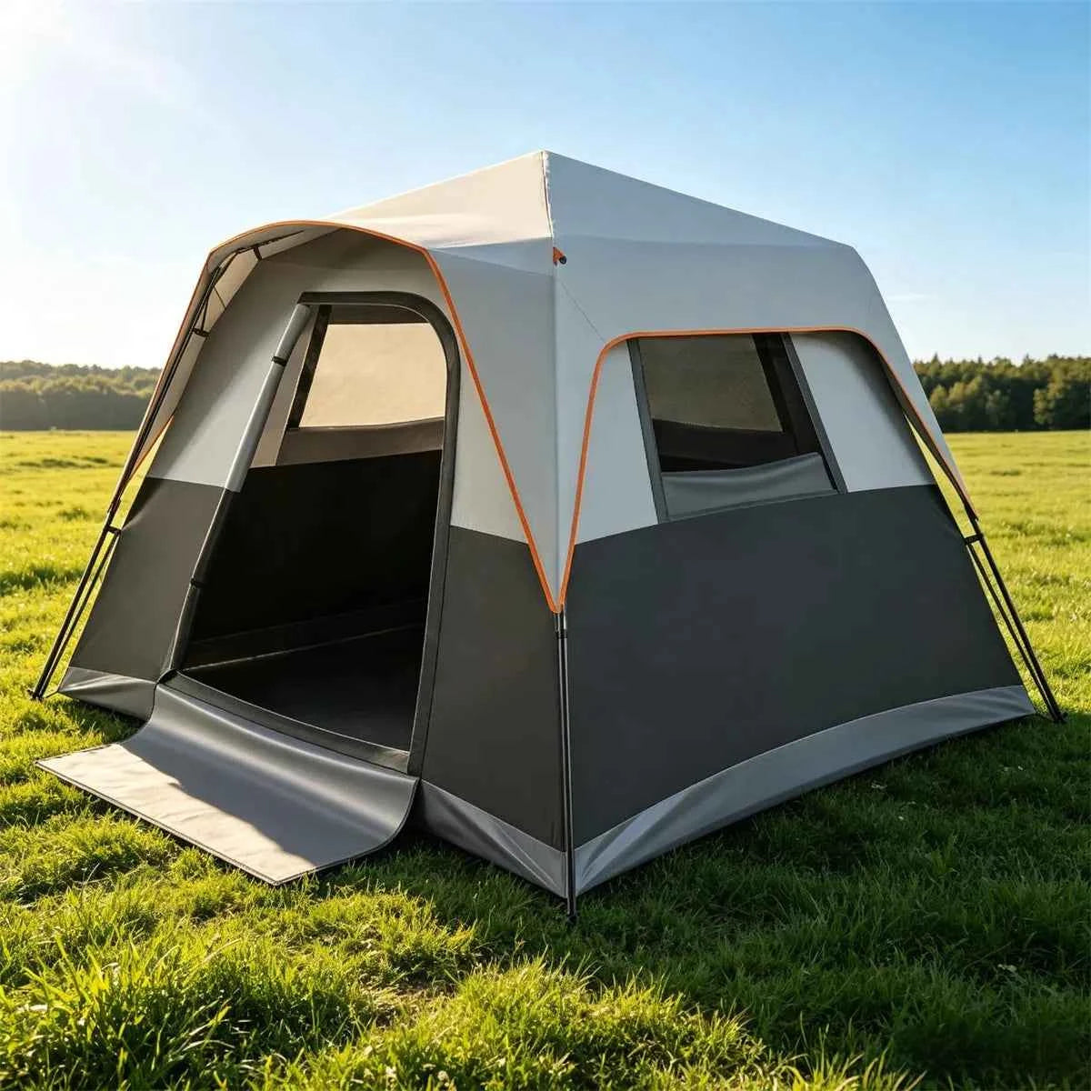 Gray 6-Person Blackout Camping Tent, 9&
