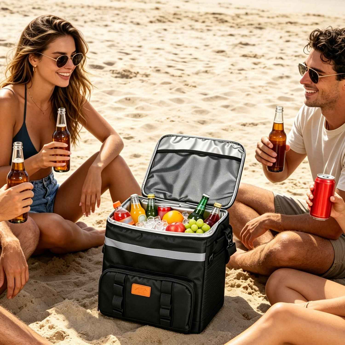1Pc Portable Rolling Cooler Bag With Wheels And Side Handles Shoulder Strap 30L 50 Can Collapsible Insulated Leakproof Cooler For Camping Patio Travel Outdoor Ball Fields Beach