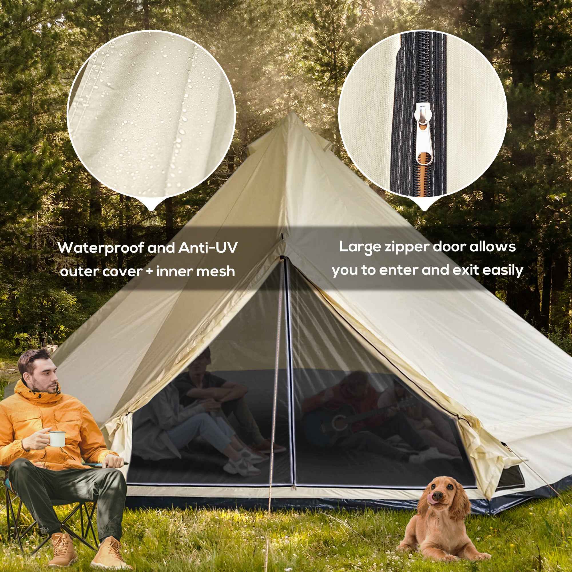 10-Person Large Waterproof Yurt Camping Tent, Perfect For Family Camping, Blue