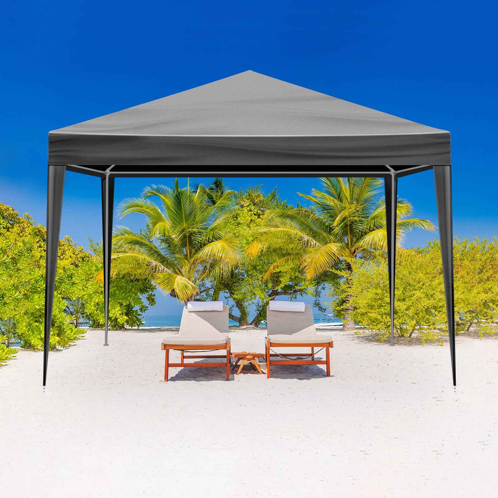 10x10ft Black, 4 Sides Pergola, PE Cloth, Sprayed Iron Pipe, Spiral Pipe