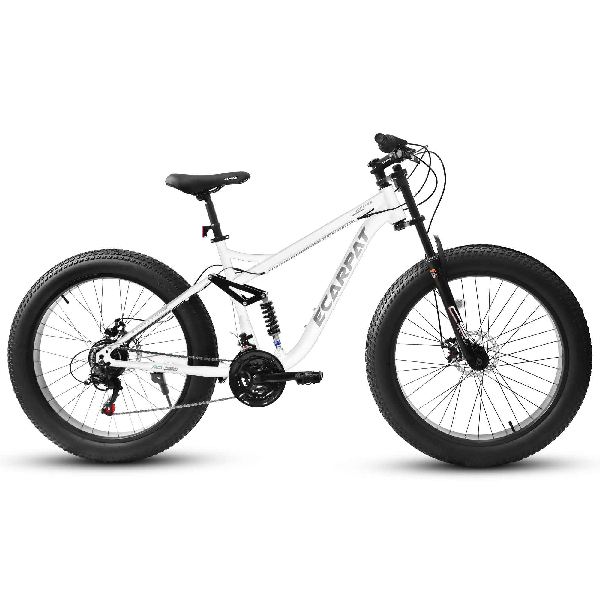 A26309 26 Inch Mountain Bike,Full-Suspension 21 Speeds Drivetrain With Disc-Brake Bicycle, 26x4inch Fat Tire Bike For Men