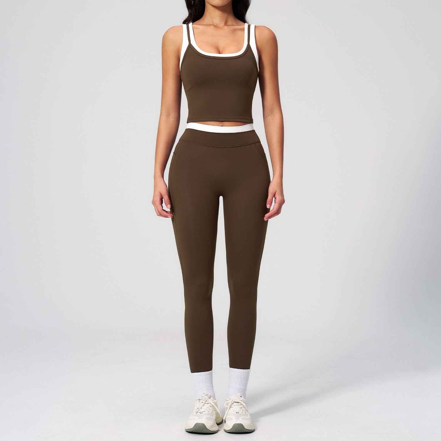 Contrast Nude Yoga Suit Thread