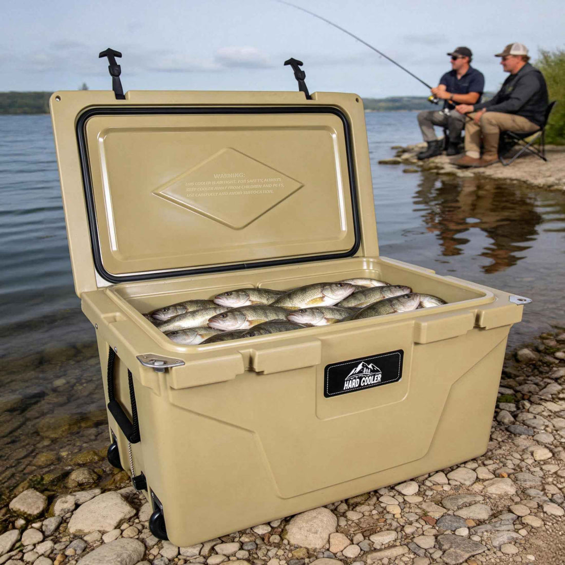 110 Quart Khaki Cooler, Rotomolded Insulated Ice Chest - Heavy-Duty Hard Shell Cooler With 6-10 Day Ice Retention For Camping, Fishing, Tailgating & Outdoor Adventures