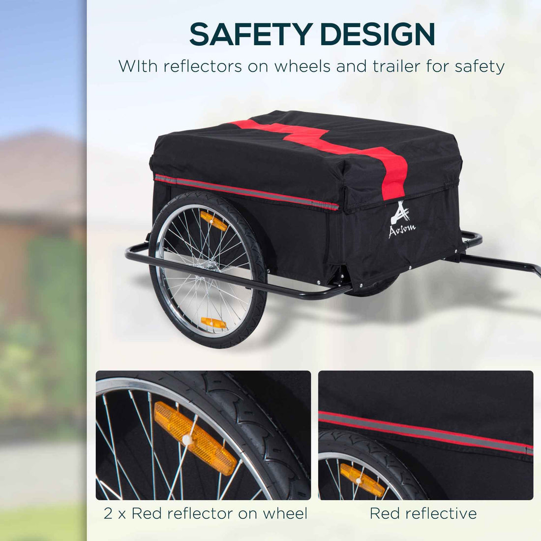 Bicycle Cargo Trailer, Two-Wheel Bike Luggage Wagon Trailer with Removable Cover, Wheel 20", Red