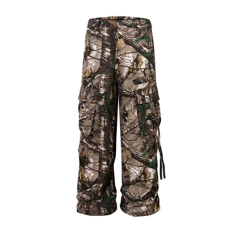 Retro Style Branches Camouflage Cargo Pants