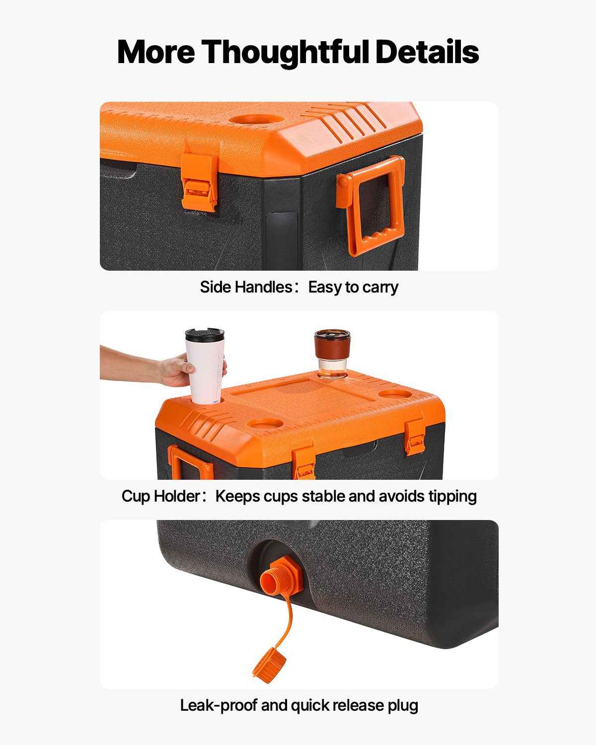 Portable Cooler 63 QT Insulated Hard Cooler 90 Can Capacity With Cup Holder