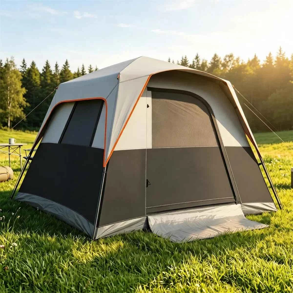 Gray 6-Person Blackout Camping Tent, 9&