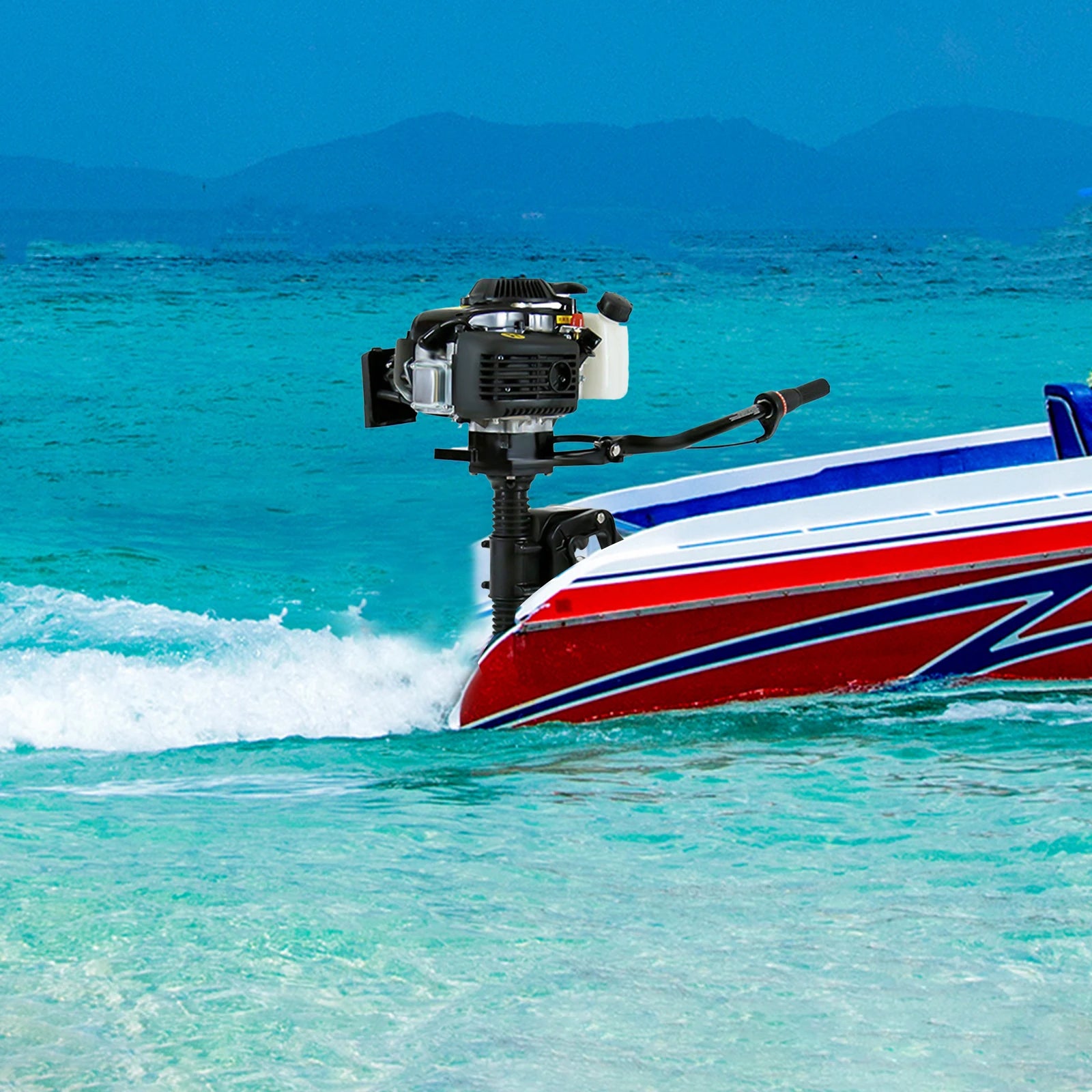 4HP 4-Stroke Gasoline Outboard Motor – Air Cooled Jet Pump Short Shaft Marine Engine for Fishing Boats