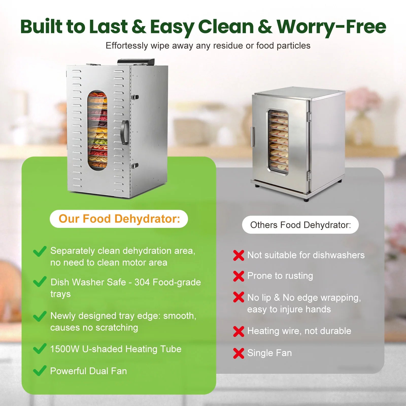 Commercial Food Dehydrator 20 Trays Large Food Dryer Machine for Jerky, Meat, Fruit, Herbs, Industrial Dehydrator Biltong Maker