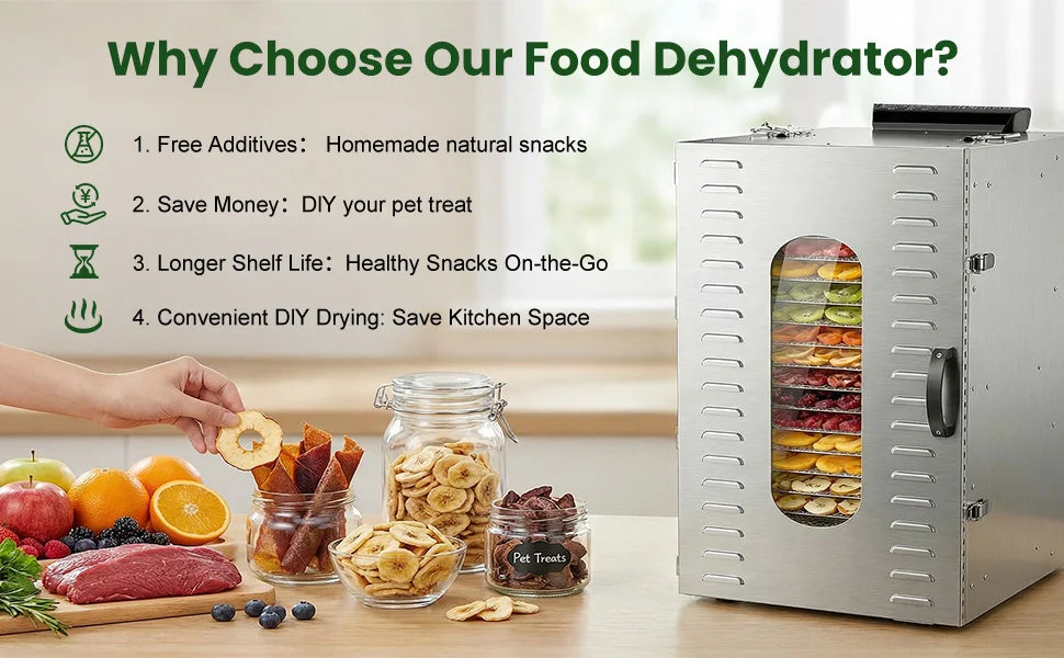 Commercial Food Dehydrator 20 Trays Large Food Dryer Machine for Jerky, Meat, Fruit, Herbs, Industrial Dehydrator Biltong Maker
