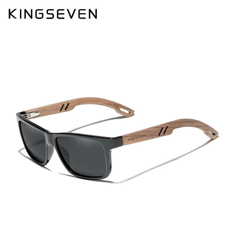 KINGSEVEN W5508 Natural Wood Sunglasses – Polarized Mirror, Anti-Reflective, UV400, Unisex