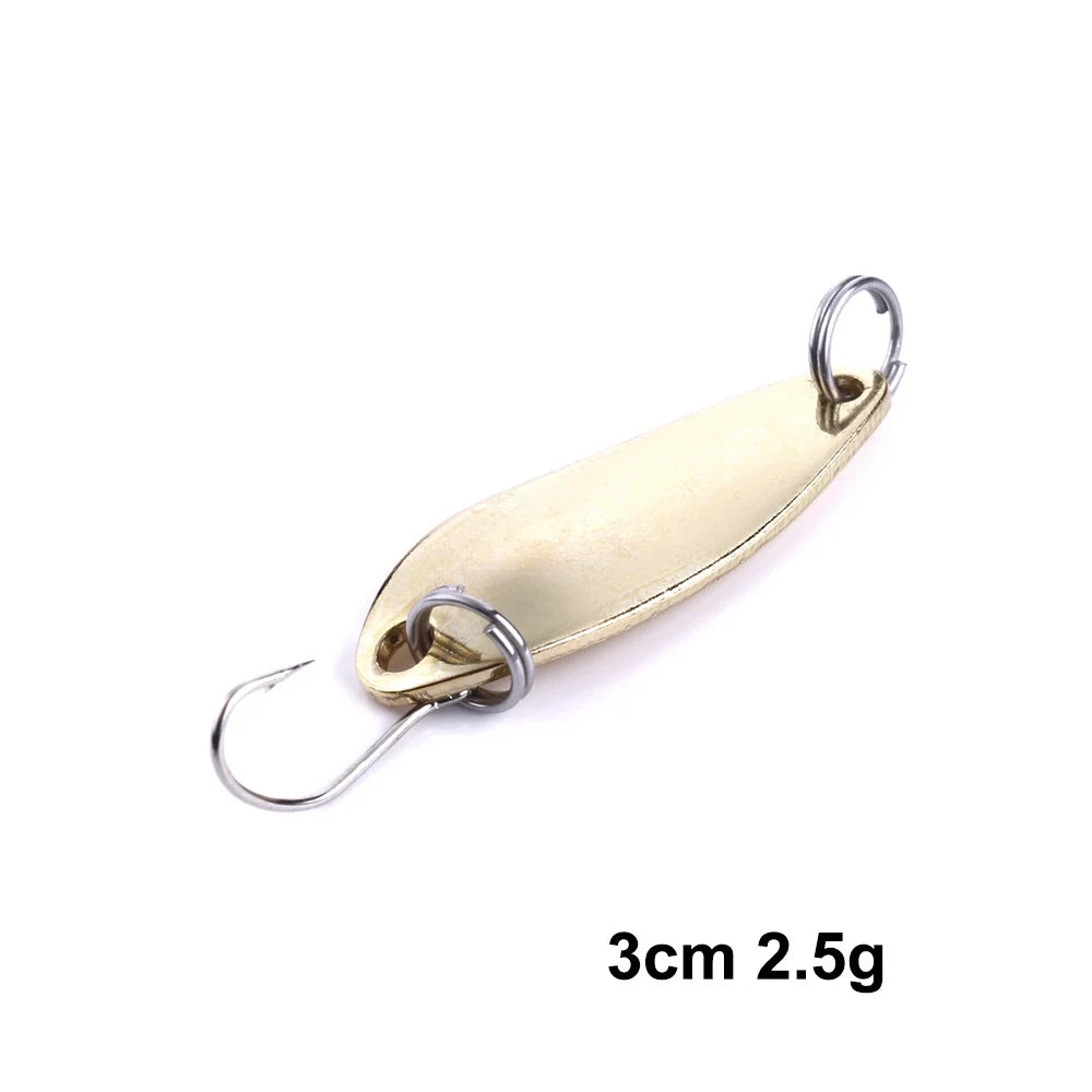 Metal Spoon Fishing Lure with Treble Hook – Gold & Silver Jig Bait for Bass, Pike & Perch
