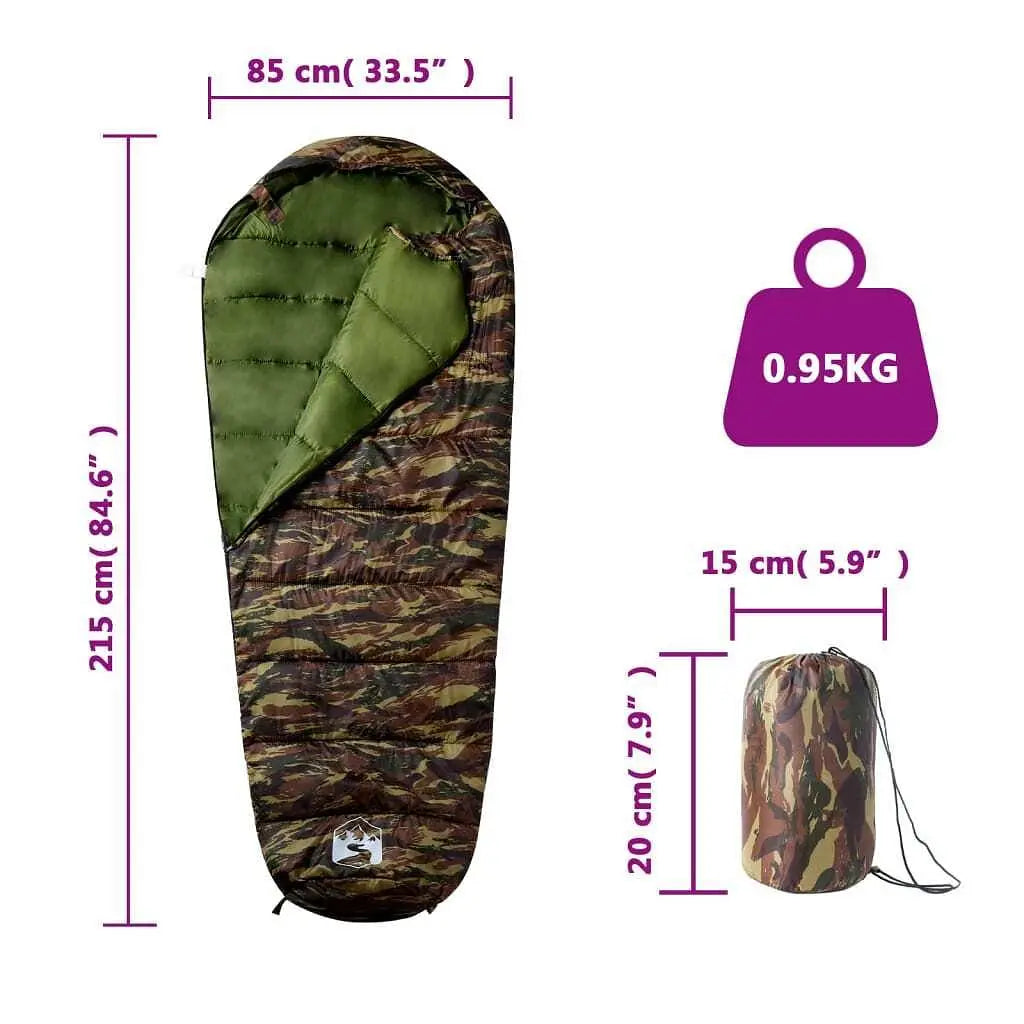 W2B VidaXL Comfortable and Lightweight Winter Sleeping Bag for Adults 3 Seasons Camping with Polyester and Nylon Mummy Style