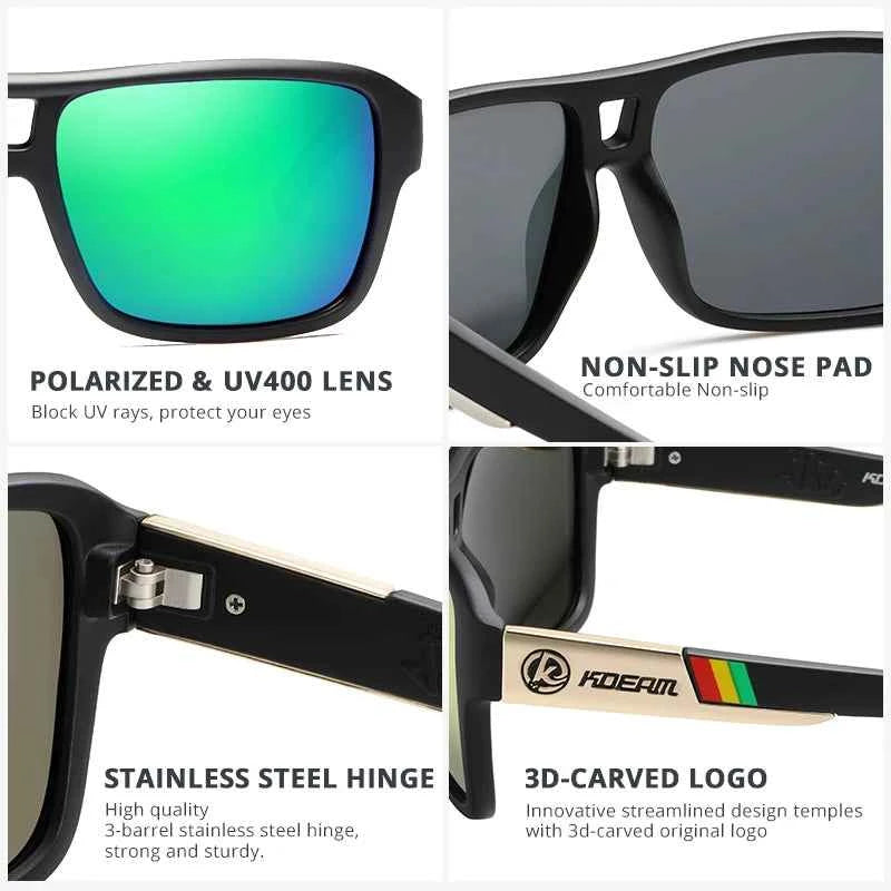 KDEAM KD520B16 Oversized Polarized Sunglasses – Square, Mirror, UV400, Unisex