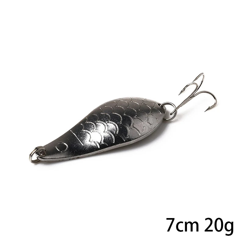 Metal Spoon Fishing Lure with Treble Hook – Gold & Silver Jig Bait for Bass, Pike & Perch