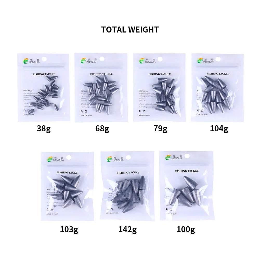 Lead Fishing Weight Sinkers – Bullet Weights for Bass, Carp & Bottom Fishing (1.75g–21g)