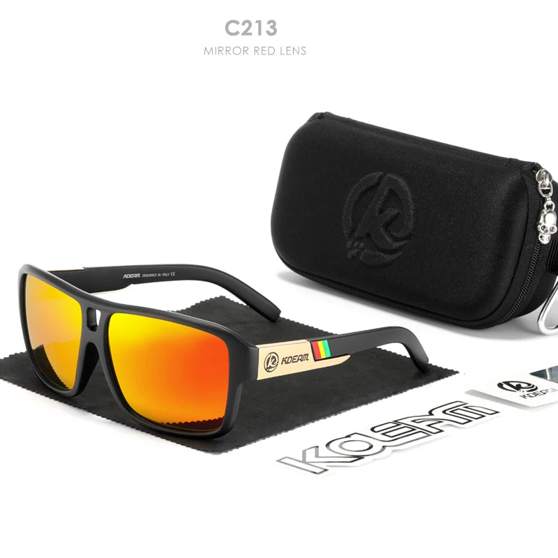 KDEAM KD520B16 Oversized Polarized Sunglasses – Square, Mirror, UV400, Unisex