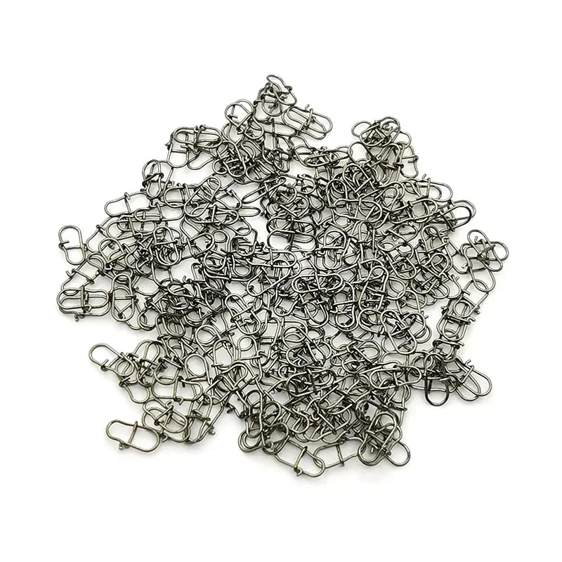 1 OUTKIT 50PCS Stainless Steel Pin Swivel Fishing Accessories Connector Lure Clip Rolling Swivels Sea Fishing Tackle