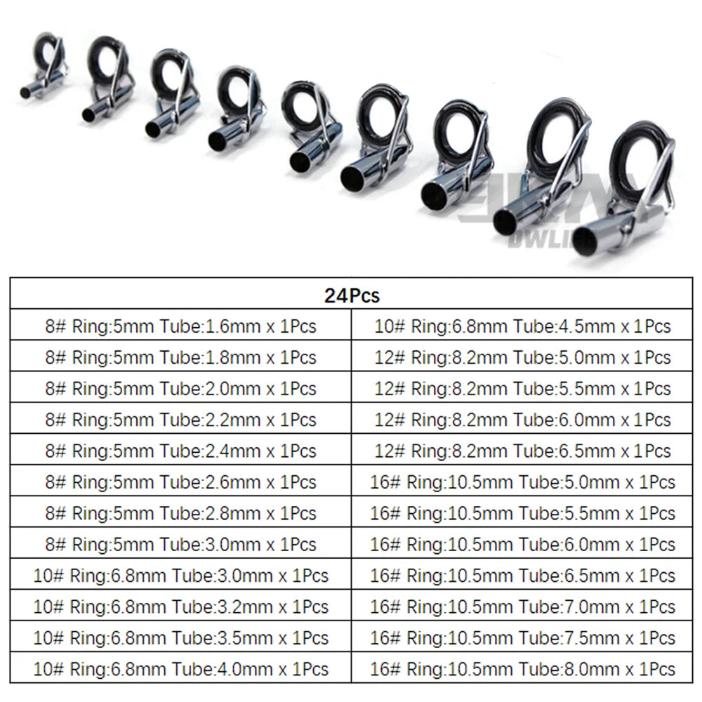 9KM DWLIFE Fishing Rod Tip Repair Kit – Stainless Steel & Ceramic Ring | 24–240 Pcs | Saltwater & Freshwater