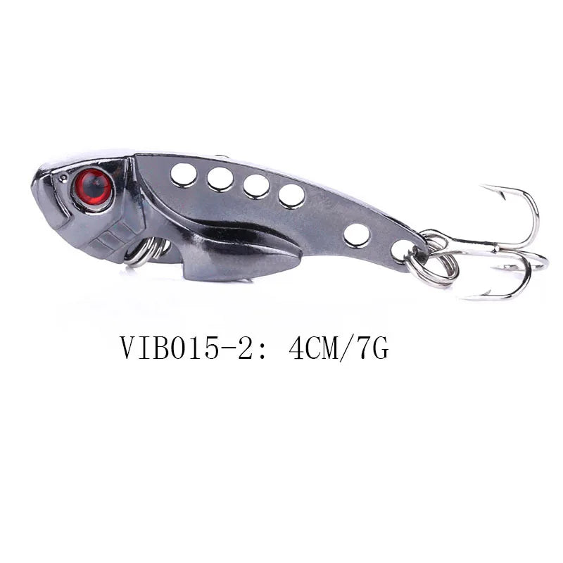 1Pcs Metal VIB Lures 3g/7g/11g 3D Eyes Artificial Hard Bait Cicada Lure vivid Vibrations Spoon Bass bait with two trebler hook