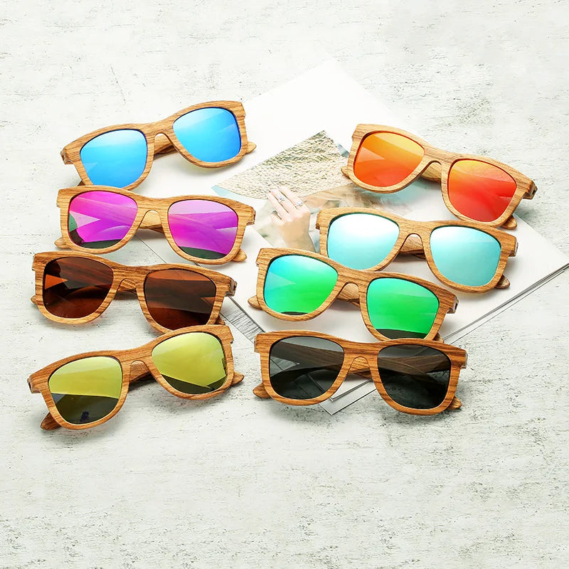 AN SWALLOW QB3040 Handmade Zebrawood Sunglasses – TAC Polarized Mirror Gradient, UV400, Spring Hinges, Unisex