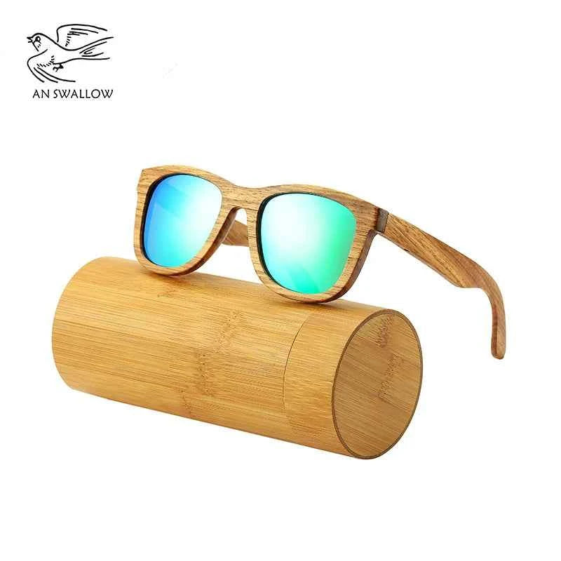 AN SWALLOW QB3040 Handmade Zebrawood Sunglasses – TAC Polarized Mirror Gradient, UV400, Spring Hinges, Unisex