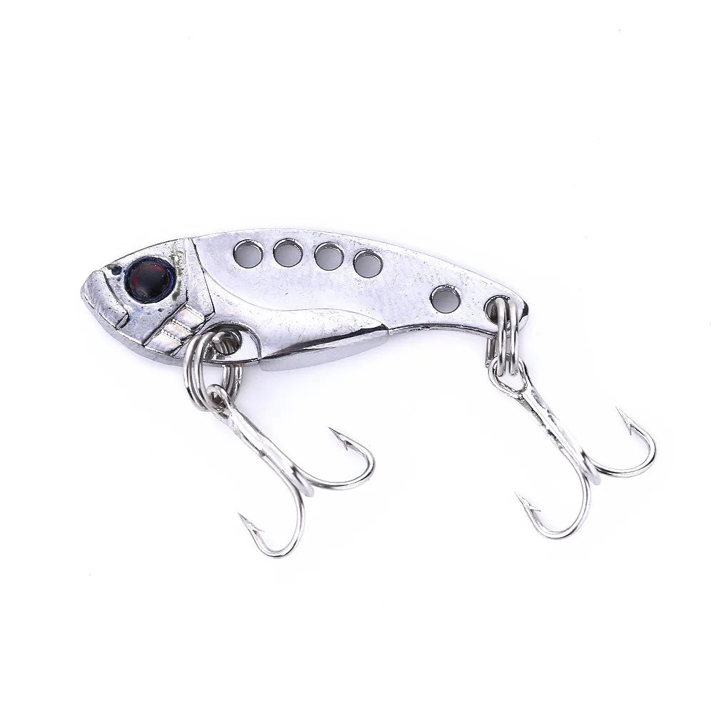 1Pcs Metal VIB Lures 3g/7g/11g 3D Eyes Artificial Hard Bait Cicada Lure vivid Vibrations Spoon Bass bait with two trebler hook