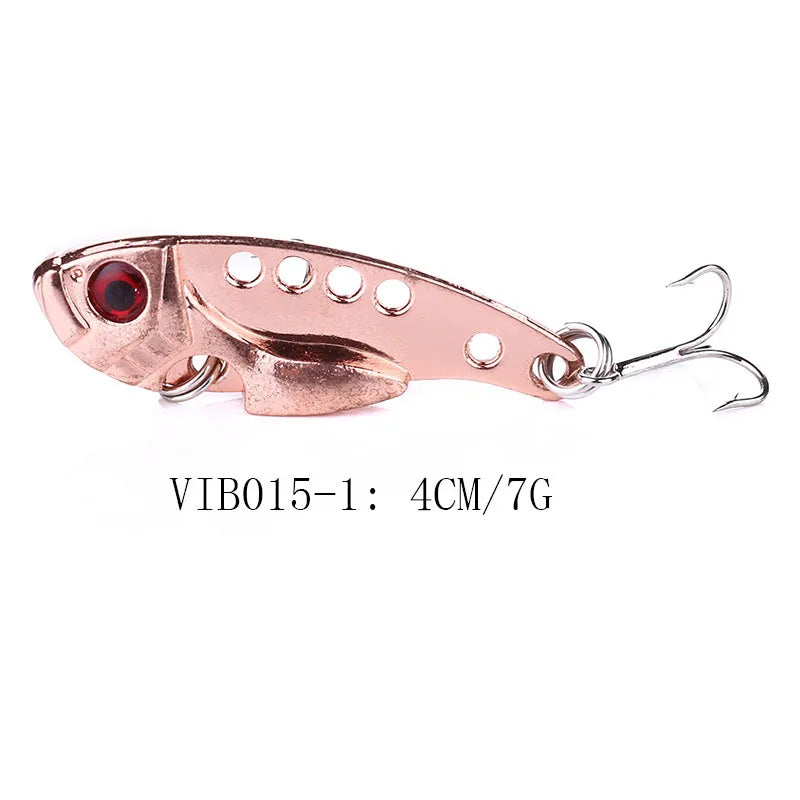 1Pcs Metal VIB Lures 3g/7g/11g 3D Eyes Artificial Hard Bait Cicada Lure vivid Vibrations Spoon Bass bait with two trebler hook