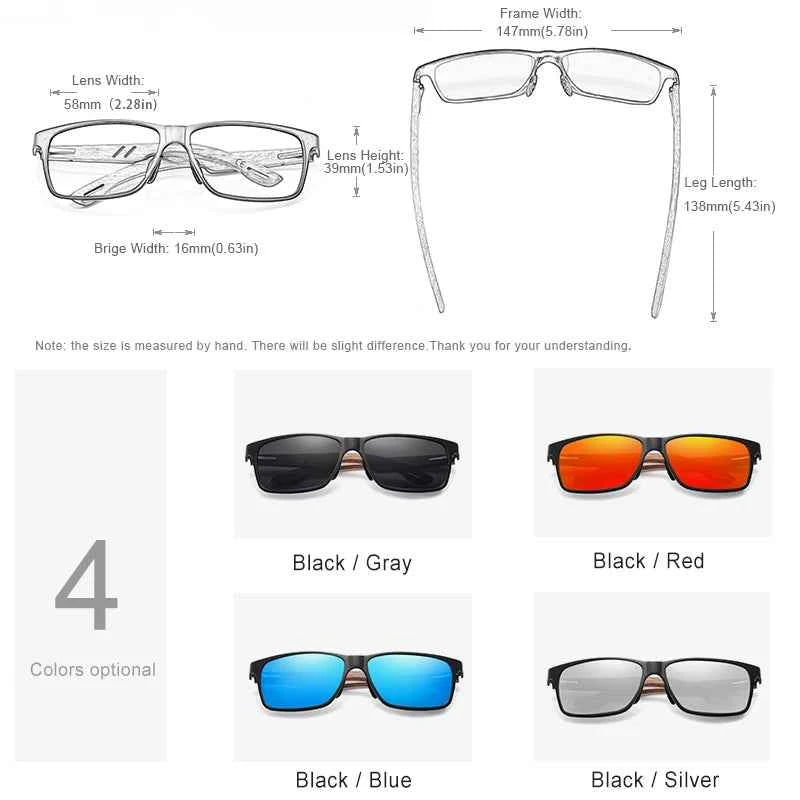 KINGSEVEN W-5507 Aluminum & Walnut Wood Sunglasses – Polarized Mirror, Anti-Reflective, UV400, Unisex