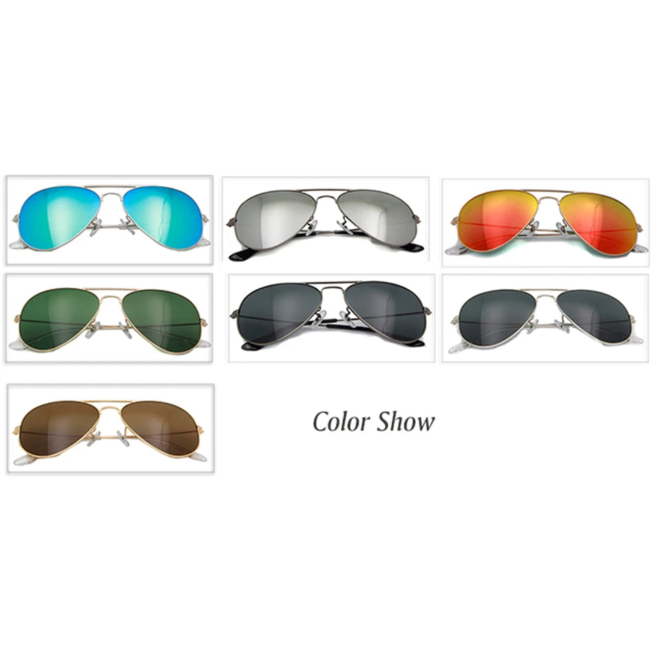 Pilot Mirror Sunglasses UV400 – Tempered Glass & TAC Polarized Lens, 55mm & 58mm