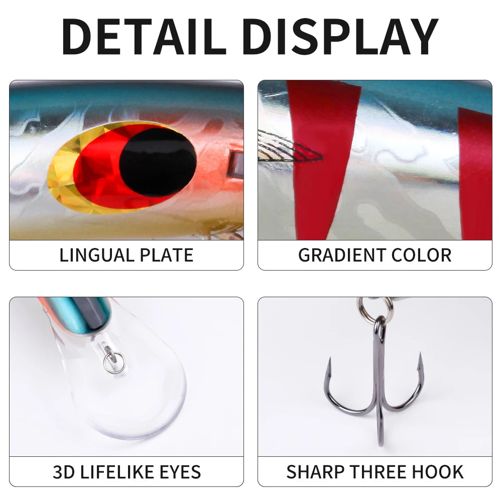 10pcs/set 162mm/23g Floating Water Big Hard Artificial Lure Bait Minnow with Three Treble Hooks for Bass Trout Pike Fishing