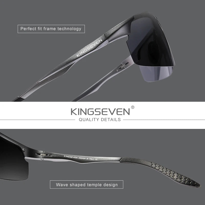 KINGSEVEN Polarized Aluminum Sunglasses – UV400 Mirror Lens, Aviation Goggle Style, Unisex