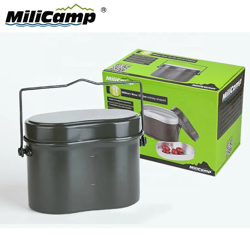 Wholesale Germany Style Aluminum Outdoor Camping Kitchen Mess Kit with Tin Canteens