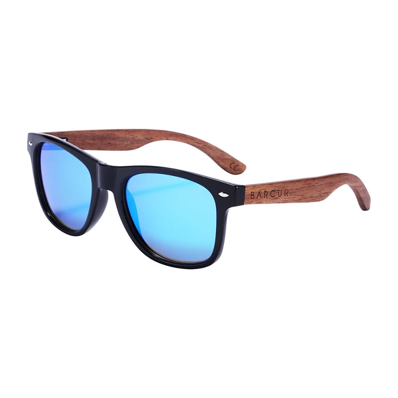 BARCUR BC8700 Natural Black Walnut Polarized Sunglasses – PC Frame, UV400, Unisex