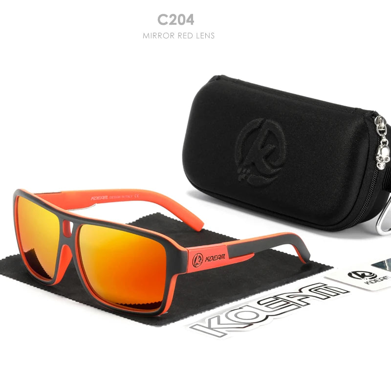 KDEAM KD520B16 Oversized Polarized Sunglasses – Square, Mirror, UV400, Unisex