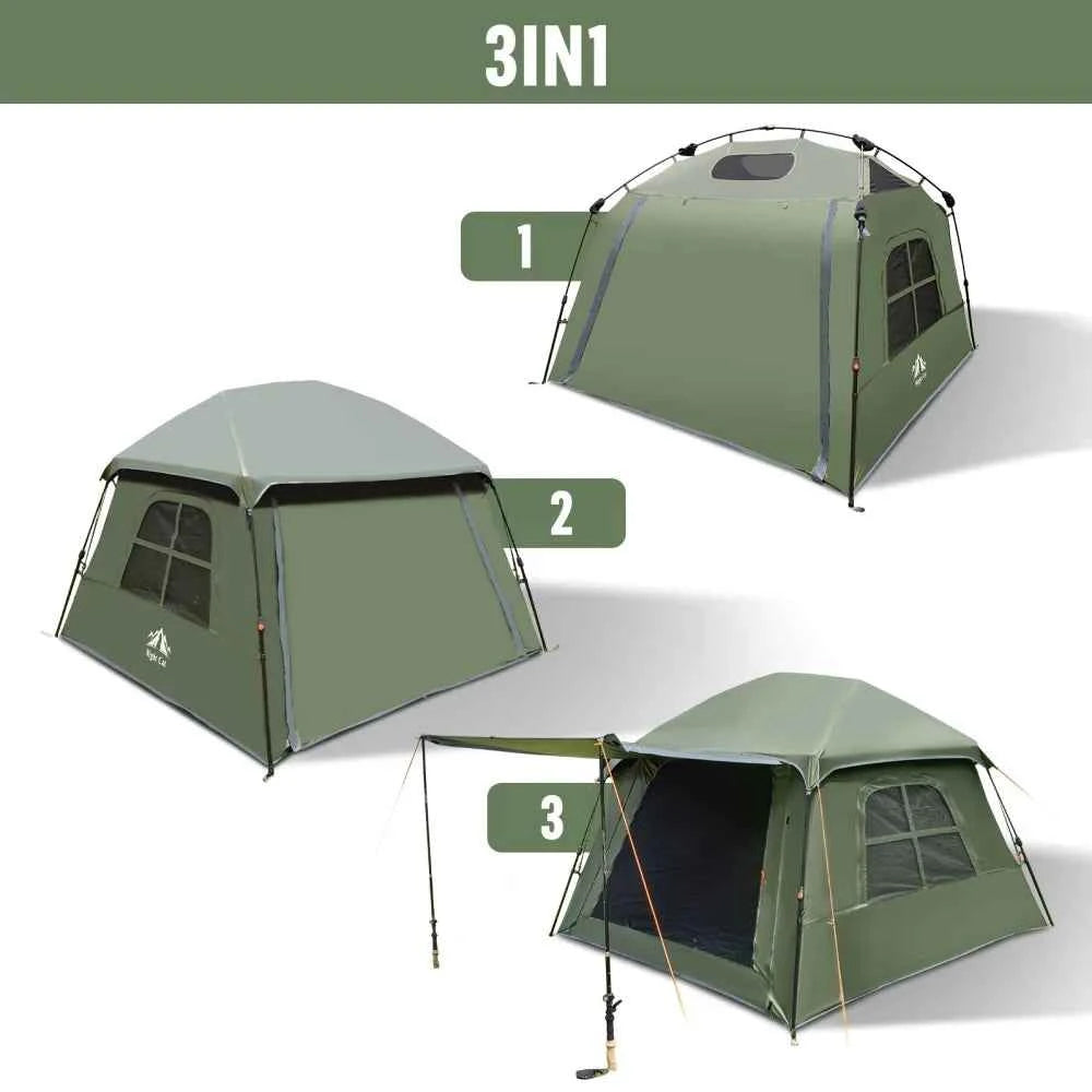 Night Cat 4-Person Blackout Pop-Up Camping Tent with Vestibule & Rainfly