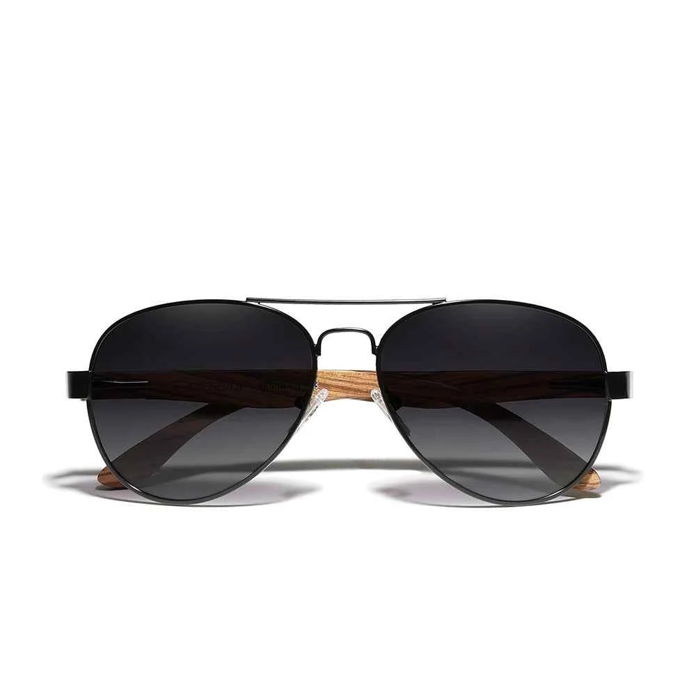 KINGSEVEN 5518 Zebrawood Pilot Sunglasses – TAC Polarized Mirror, UV400, Unisex