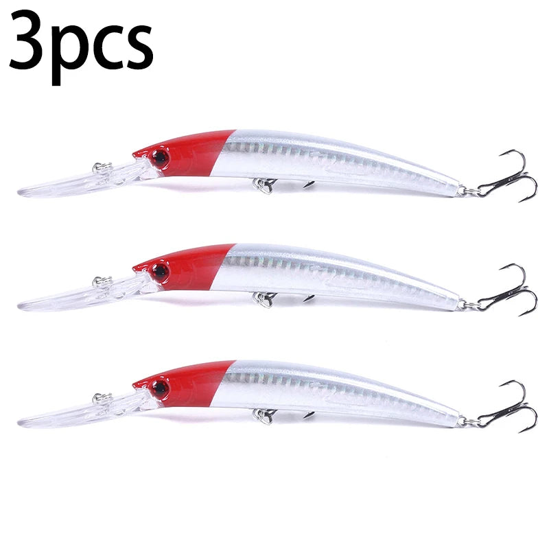 150mm 15g Deep Diving Jerkbait Minnow Fishing Lure – Hard Bait Wobbler with Rattle for Bass & Pike