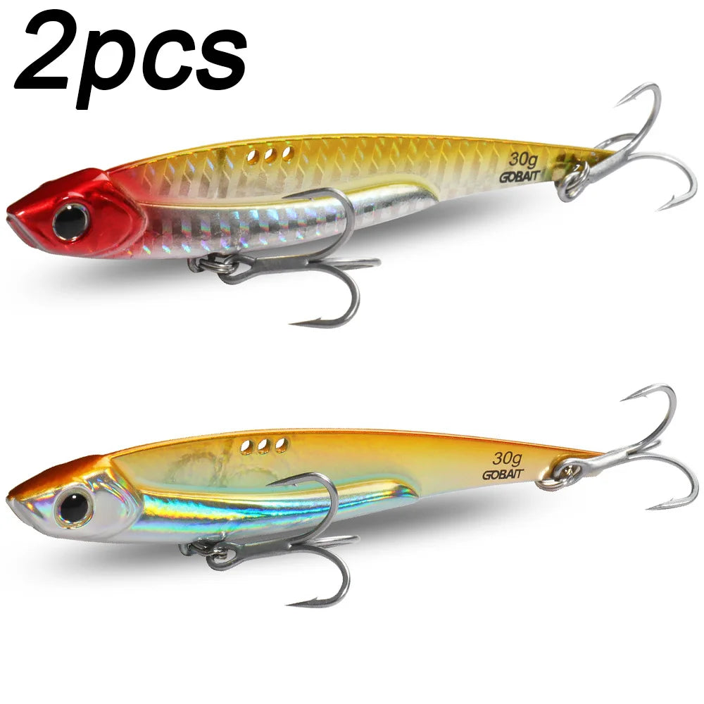 GOBAIT Metal VIB Fishing Lure Kit – 20g, 25g & 30g | Holographic Laser Skin | Treble Hook | Sea, Pike & Bass