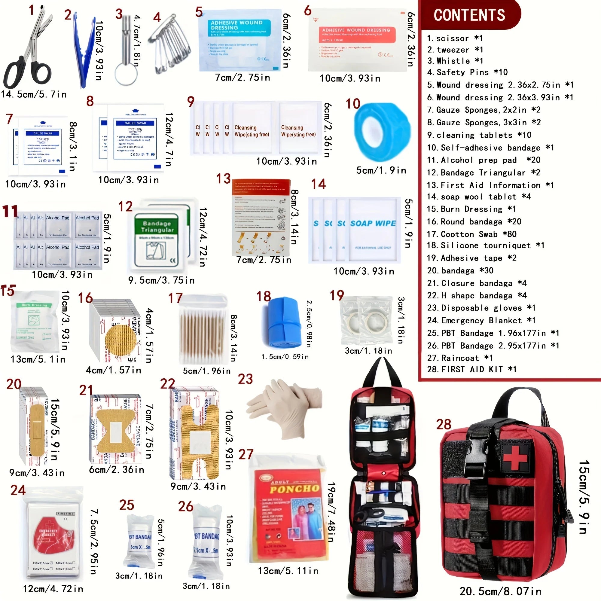 205pcs Universal First Aid Kit for Home, Travel, Outdoor & Emergency. Compact & Complete. Fast Delivery!
