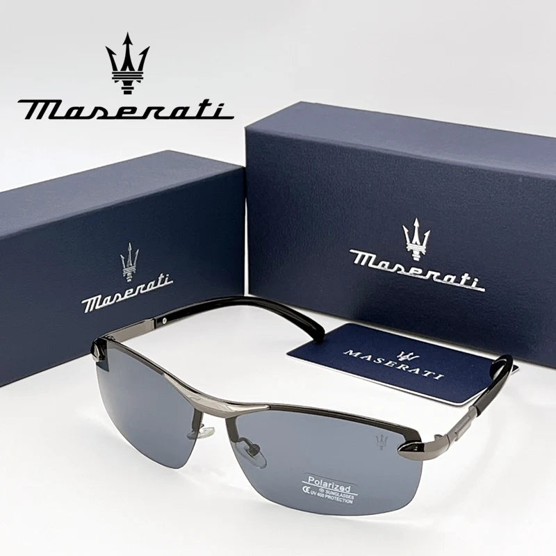 Maserati UV400 Polarized Sunglasses – Square Alloy Frame, Anti-Reflective TAC Lenses